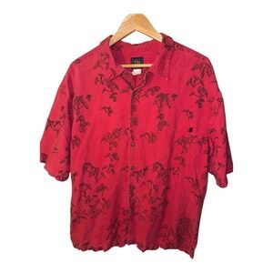 Sig Zane Hawaii Red Linen Viscose Shirt XL